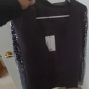 Black Blazer With Silver Sequins